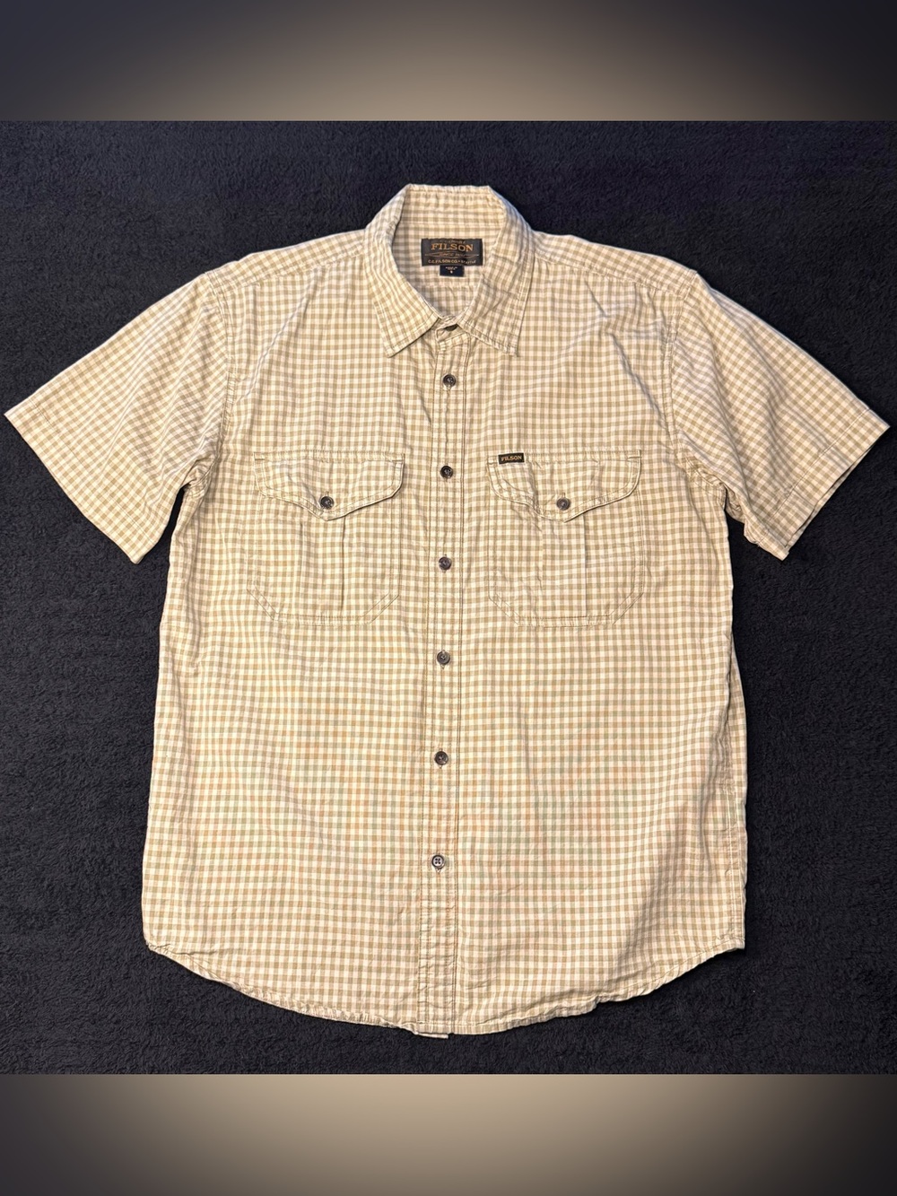 Filson Men’s Short Sleeve Button-Down Shirt - Olive Gingham